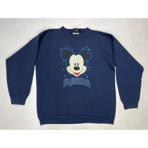VINTAGE Disney Mickey Mouse Graphic Crewneck Sweatshirt Men Small Blue 90s